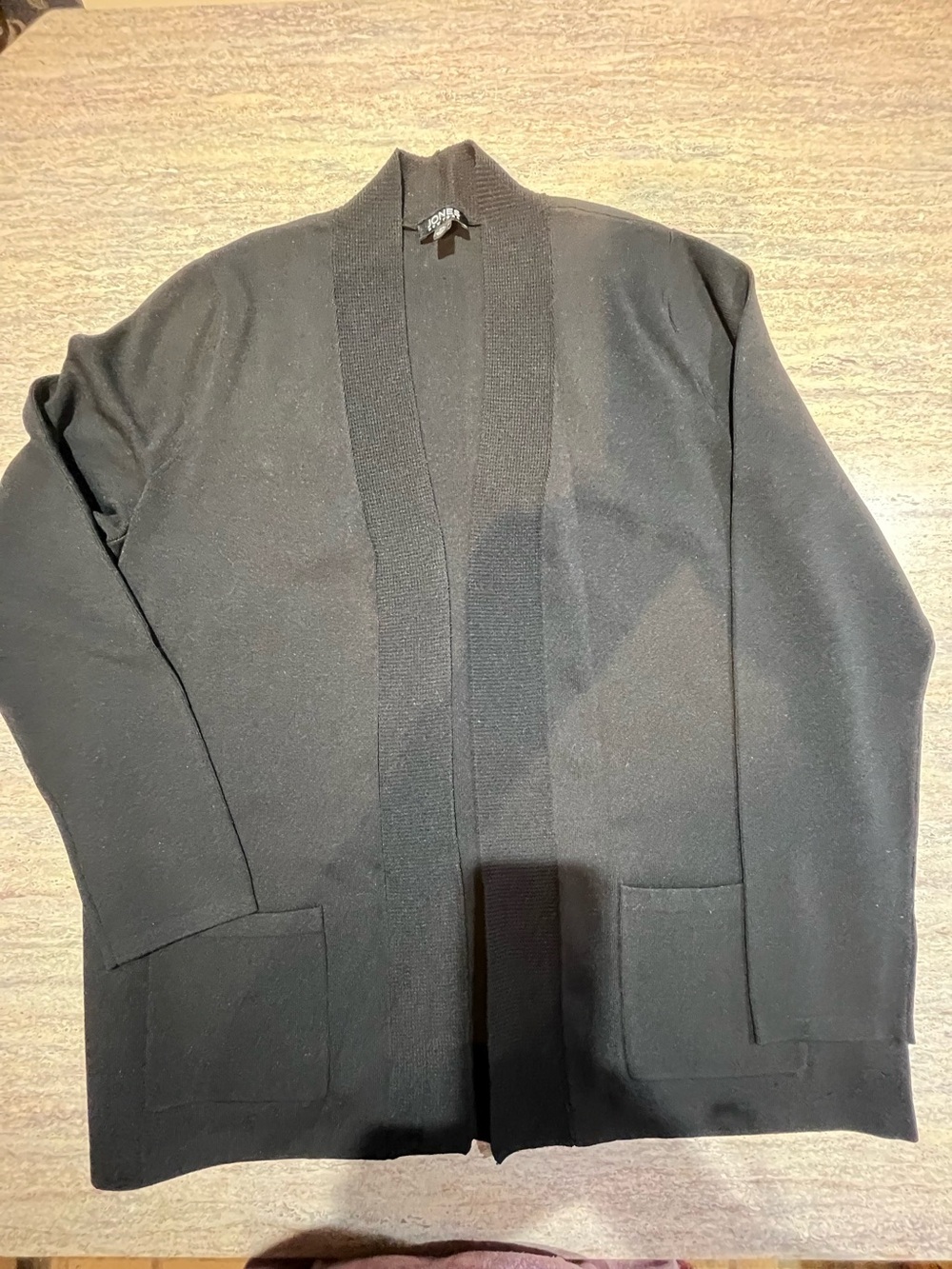 Jones New York XL Black Open-Front Knit Cardigan EUC